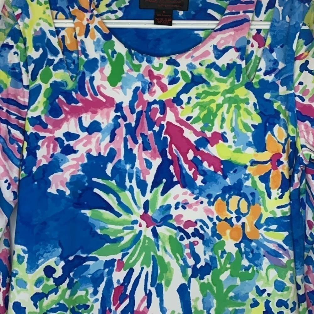 Pleats Collections by Pings Imports Floral Print Tunic 3/4 Sleeves Womens Size M - Picture 2 of 7